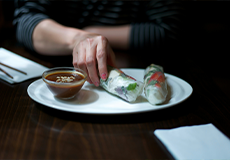 Vietnamese Food To Try - Traditional Goi Cuon, fresh rice paper spring rolls with shrimp, pork and vegetables