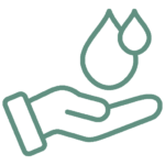 Icon showing palm catching water drops