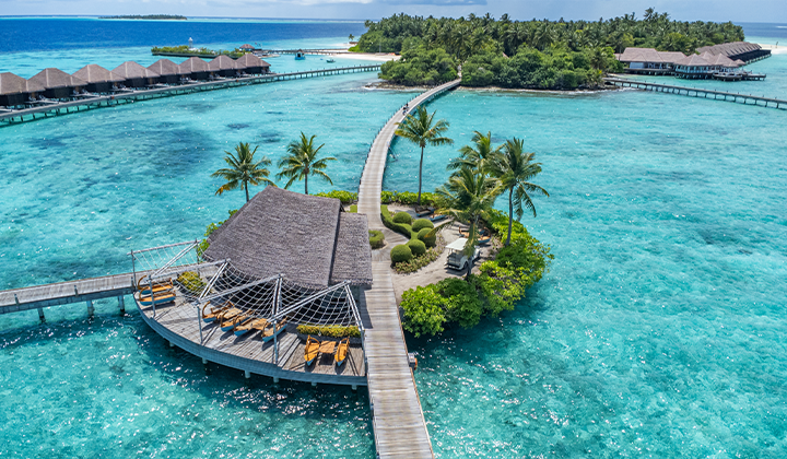 Aerial view of Ayada Maldives Overwater Villa